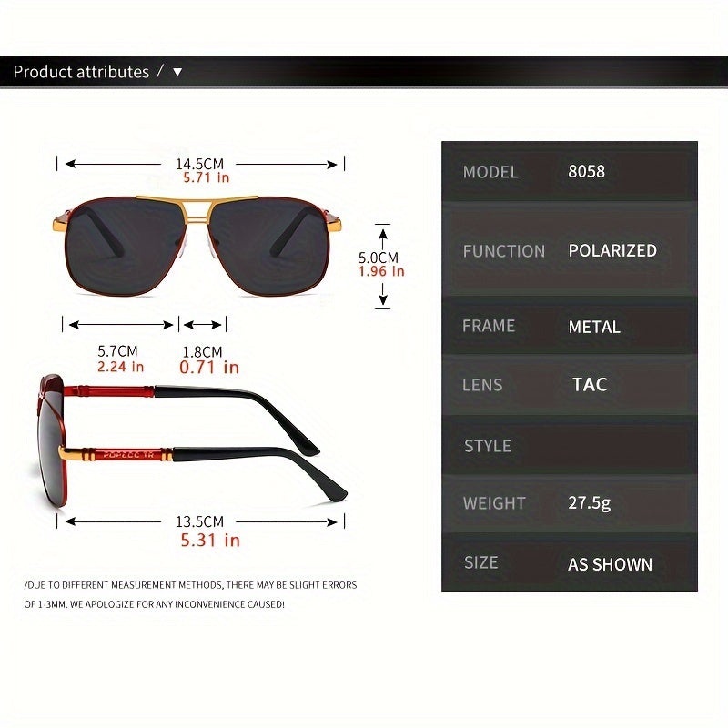 2pcs Retro-Style Men's Glasses With Polarized Lenses, PC Frame, Perfect For Outdoor Activities, Business, Travel, And Everyday Wear