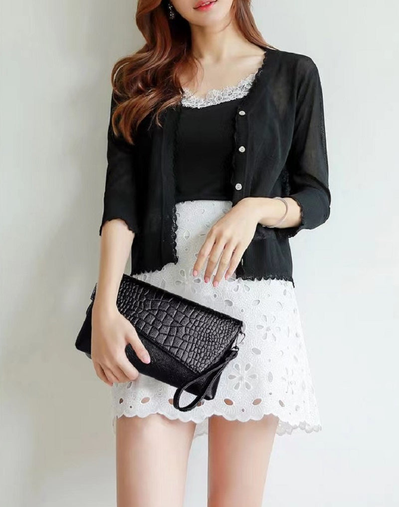 Stylish Square Crossbody Bag, Women's Crocodile Pattern Clutch Purse, Luxury Wristlet Phone Wallet