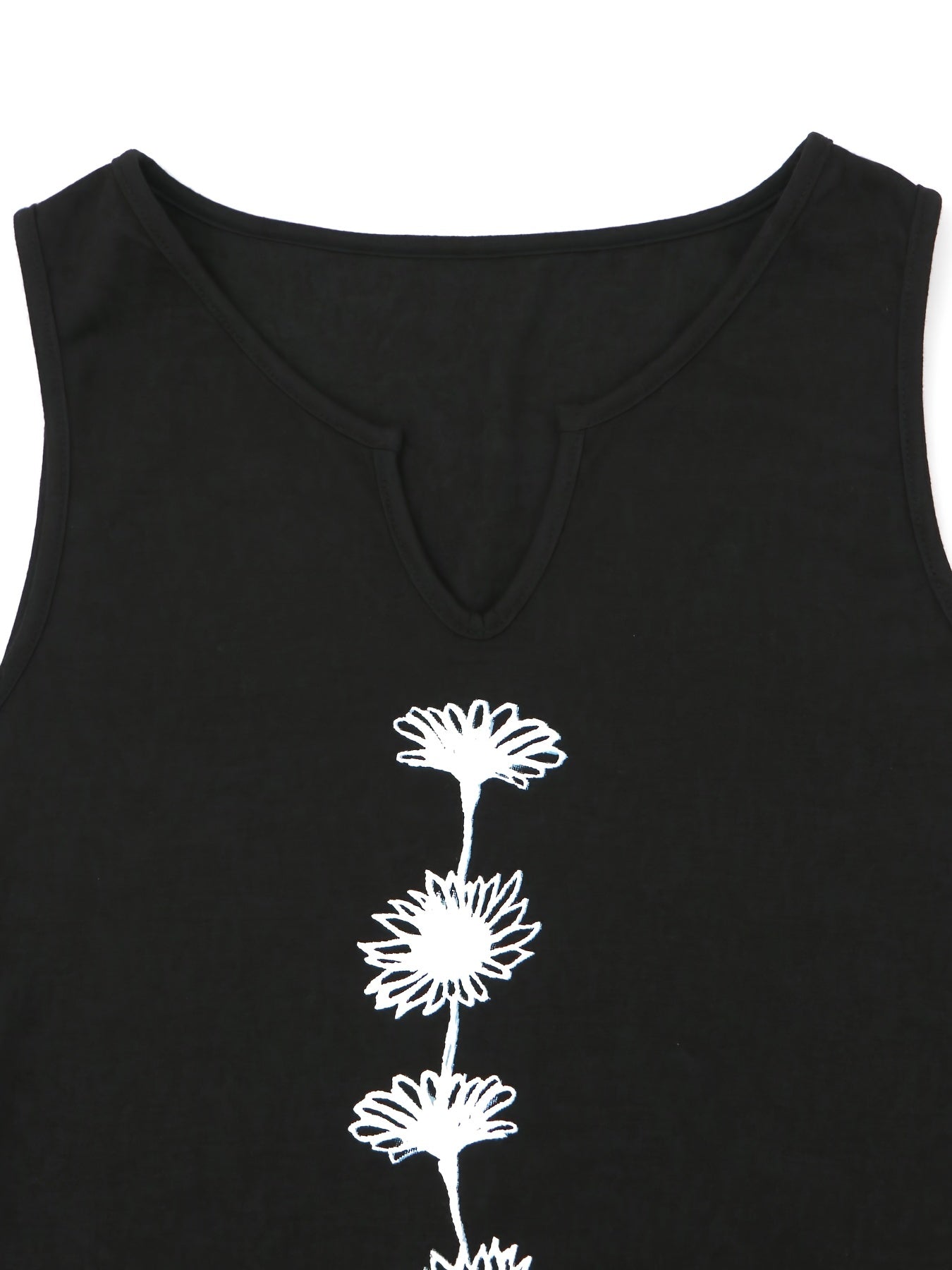 Chic Summertime Floral Tank Top – Breezy Sleeveless Notch Neck Design – Versatile Womens Fashion