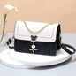 Geometric Embroidered Flap Square Bag - Chic Crossbody with Stylish Chain, Magnet Closure, and Bag Charm