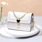Geometric Embroidered Flap Square Bag - Chic Crossbody with Stylish Chain, Magnet Closure, and Bag Charm
