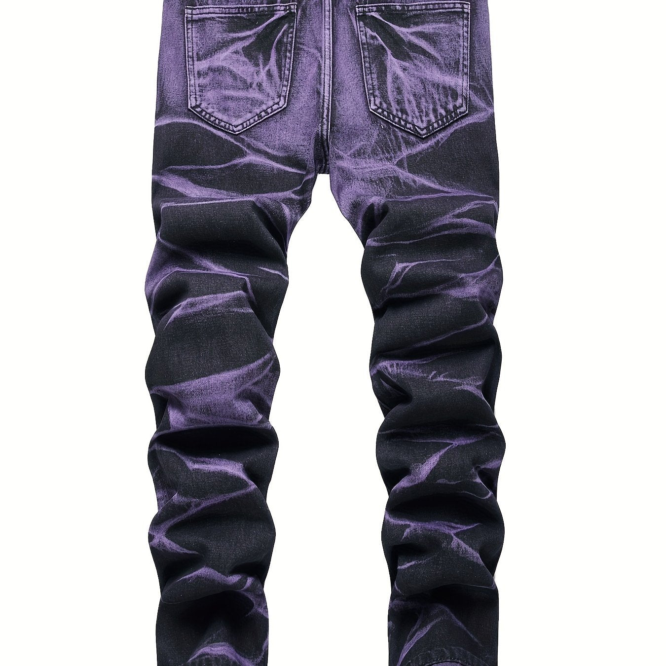 Y2k Tie Dye Ripped Jeans, Men's Casual Street Style Regular Denim Pants With Pockets