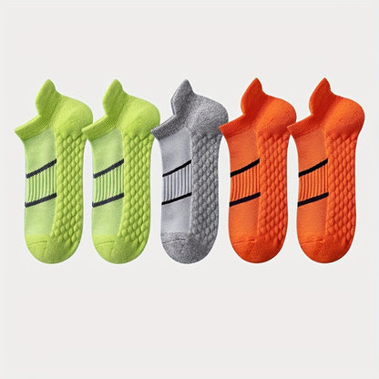 5pairs Men's Professional Sports Socks, Summer Thin Mesh Breathable Sweat-absorbing Anti-odor Ear Lifting Heel Guard Short Socks