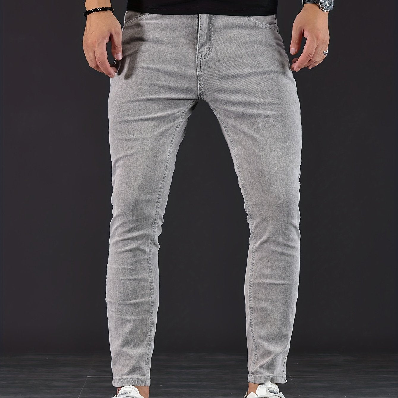 Mens Slim Fit Flex Denim Jeans - Ruggedly Distressed Streetwear with Comfortable Medium Stretch - Fashionable Casual Elegance