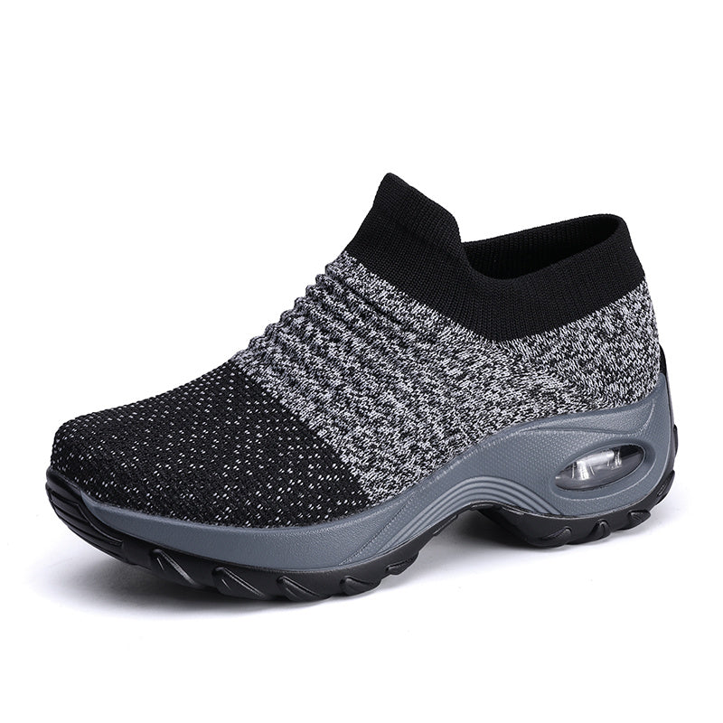 Women's Air Cushion Sole Sock Sneakers, Lightweight Knit Slip On Shoes, Breathable Running Shoes