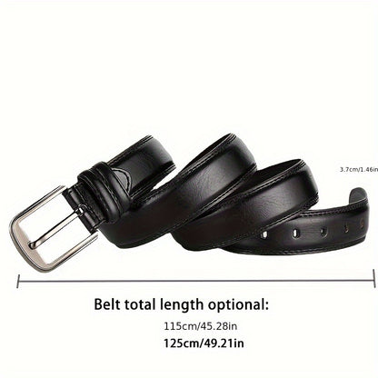 Men's Belt Boys Real Cowhide Leather Belt Pin Buckle Belt Brown Middle-aged Youth Casual Trendy Men's Belt, Ideal choice for Gifts