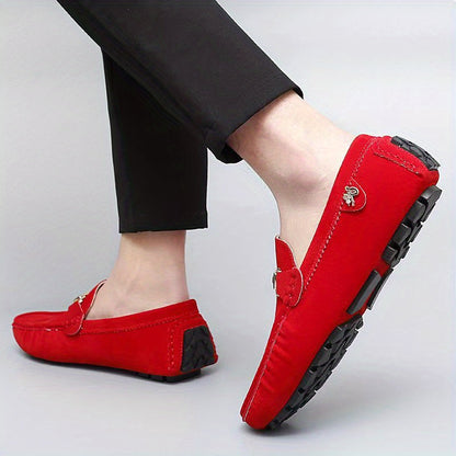 Men's Moccasin Loafer Shoes With Metallic Decor, Comfy Non-slip Slip On Shoes, Men's Shoes, Spring And Summer