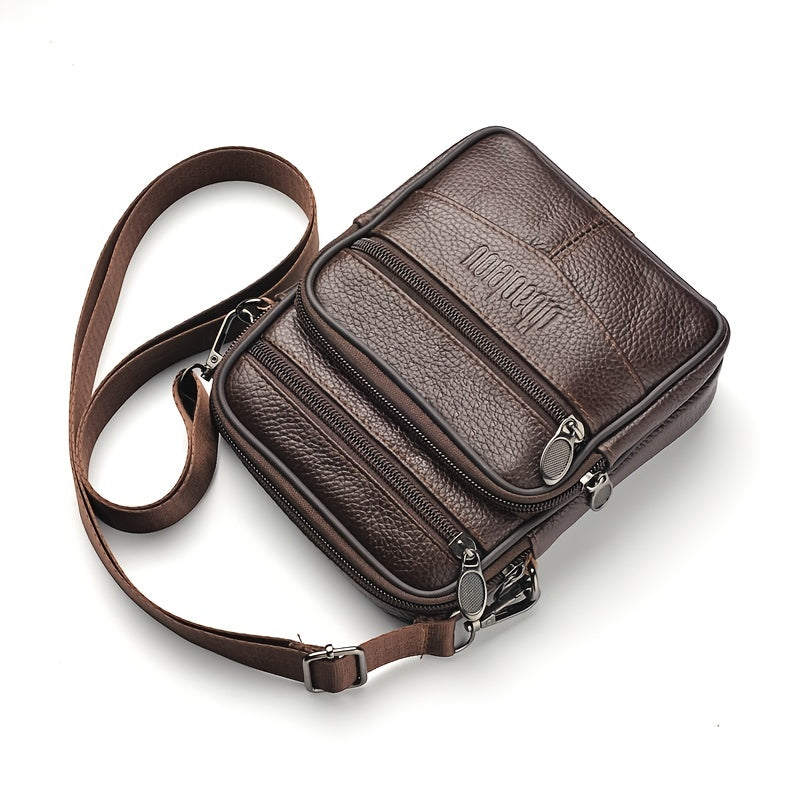 Men's New Genuine Leather Crossbody Bag Vertical Trendy Multifunctional Shoulder Bag Briefcase Casual Travel Messenger Bag