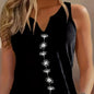 Chic Summertime Floral Tank Top – Breezy Sleeveless Notch Neck Design – Versatile Womens Fashion