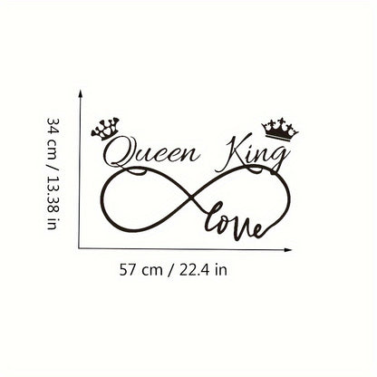 1pc Romantic Queen King Wall Sticker, Infinite Love Couples Room, Vinyl Wall Decal, Bedroom Living Room Sweet Decor Art Murals