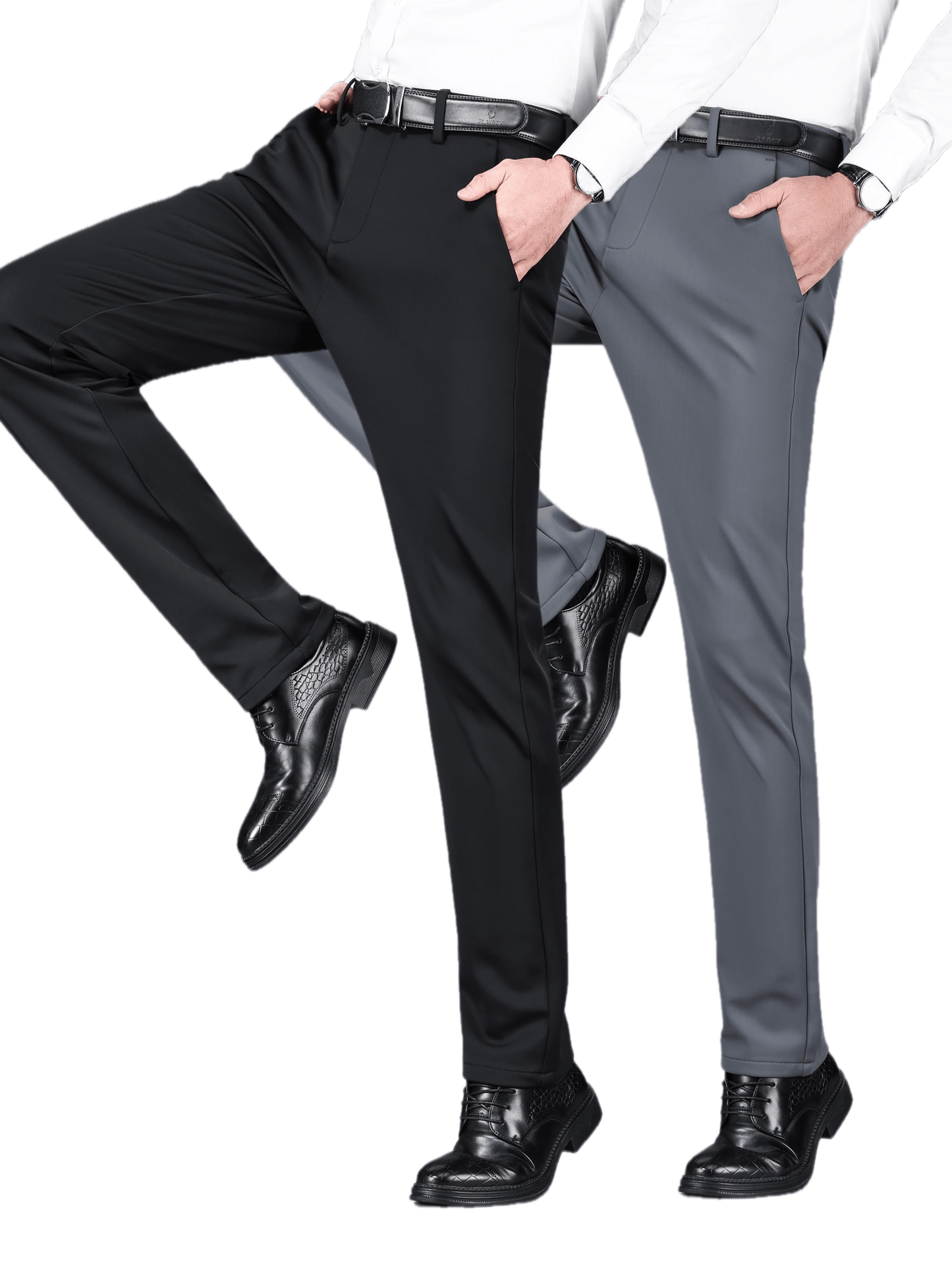 Men's Warm Thick Stretch Dress Pants for Fall/Winter Business Formal Wear