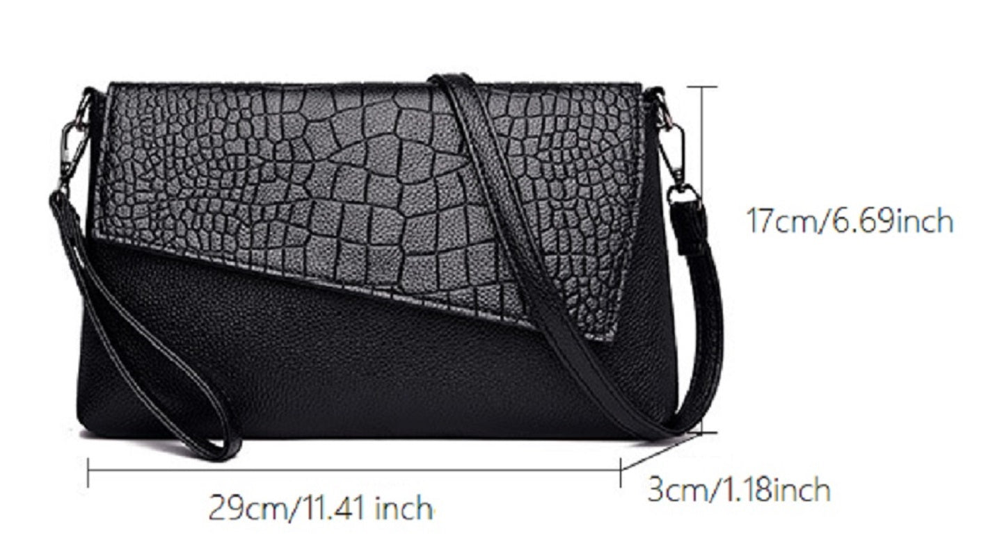 Stylish Square Crossbody Bag, Women's Crocodile Pattern Clutch Purse, Luxury Wristlet Phone Wallet