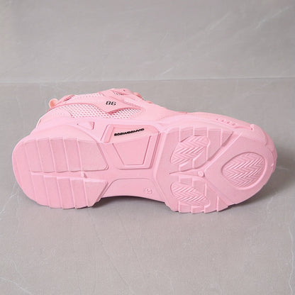 Women's Solid Color Casual Sneakers, Lace Up Breathable Soft Sole Sporty Trainers, Versatile Low-top Platform Shoes