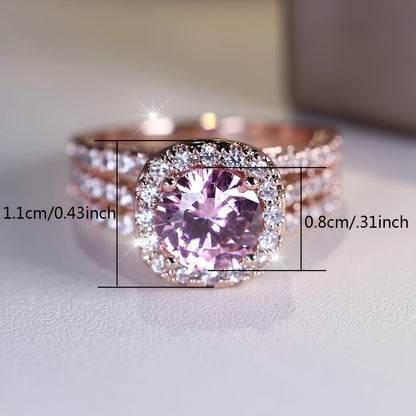 Elegant Promise Ring 18k Plated Inlaid Shining Zircon Engagement Wedding Ring For Female Evening Party Decor Multi Sizes To Choose