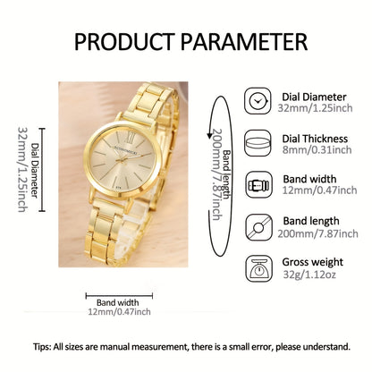 1pc/2pcs/set Women's Watch Hiphop Golden Fashion Quartz Watch & Love Bangle, Valentines Gift For Her