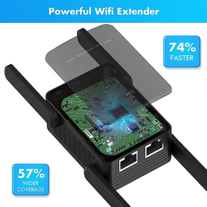 [Wireless Signal Booster] Up to 6500 Sq.Ft WiFi Extender Signal Booster for Home - Wireless Internet Repeater Range Coverage for 45+ Devices