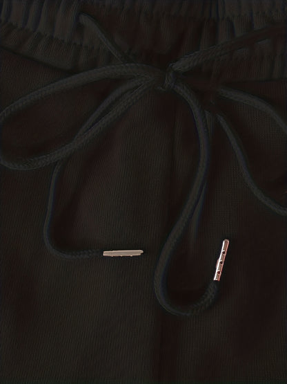 Womens Chic Drawstring Draped Pants - Relaxed Fit, Solid Colors with Pockets - Comfortable Everyday Style