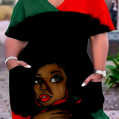 Comfy Plus Size Midi Dress with 'Faith' Print & Pockets – Casual Short Sleeve Stretchable Outfit for Everyday Wear