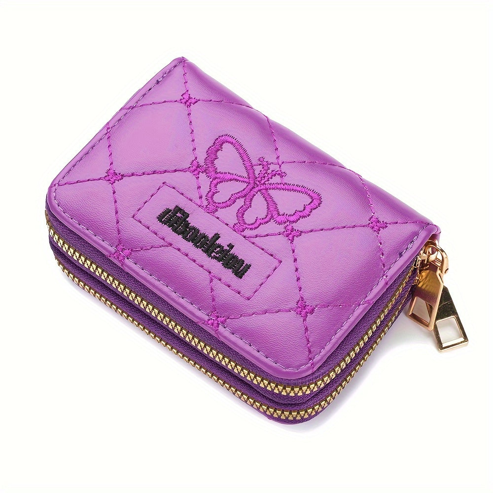 Stylish Womens Double Zipper Wallet - Compact Short Card Holder with Large Capacity, Practical Coin Purse for Everyday Use