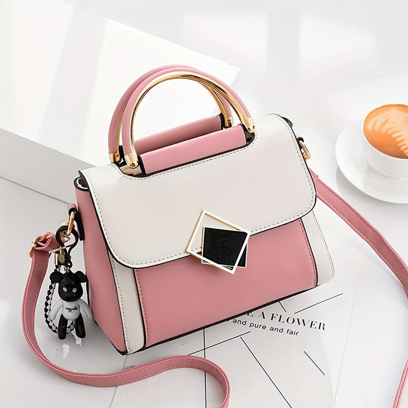 Elegant Lightweight Colorblock Crossbody Bag for Women: Polyester-Lined, Adjustable Strap, Secure Magnet Closure