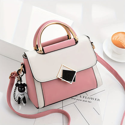 Elegant Lightweight Colorblock Crossbody Bag for Women: Polyester-Lined, Adjustable Strap, Secure Magnet Closure