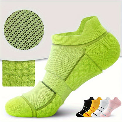 5pairs Men's Professional Sports Socks, Summer Thin Mesh Breathable Sweat-absorbing Anti-odor Ear Lifting Heel Guard Short Socks