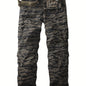 Trendy Mens Tiger Camo Cargo Pants - Bold Print, Multiple Pockets, Loose Fit, Durable Cotton Blend, Perfect for Outdoor Adventures & Street Style