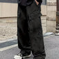Men's Loose Casual Outdoor Cargo Pants - Multi Flap Pocket Trousers - Trendy Solid Work Pants for Streetwear Hip Hop Style