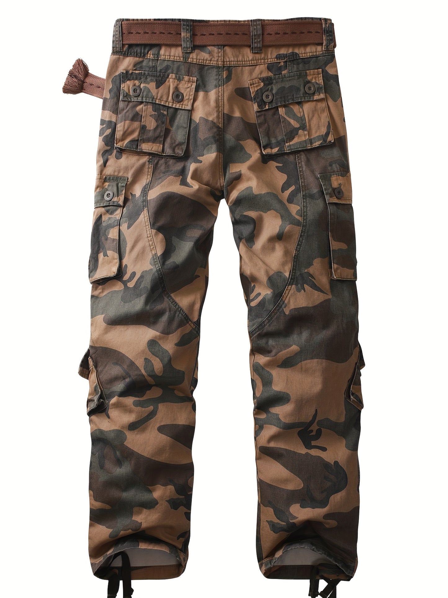 Camouflage Pattern Cotton Tactical Pants, Multi Pocket Cargo Pants
