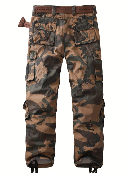 Camouflage Pattern Cotton Tactical Pants, Multi Pocket Cargo Pants