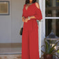 Solid Cold Shoulder V-neck Jumpsuit, Elegant Half Sleeve Jumpsuit For Spring & Summer, Women's Clothing